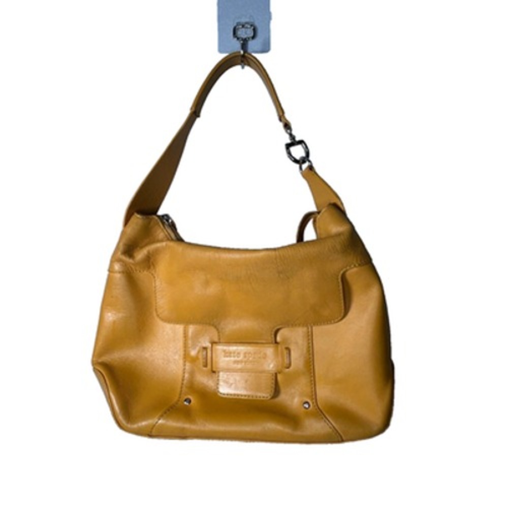 Vintage Kate‎ Spade Yellow Leather Flap Front Hobo Shoulder Handbag Size Small